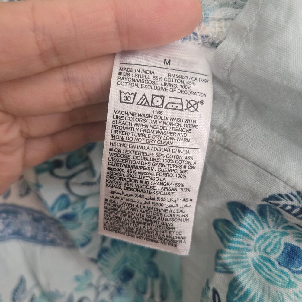 Old Navy Puff Sleeve Floral Printed Mini Swing Dress Size M Blue White Summer - Picture 11 of 12